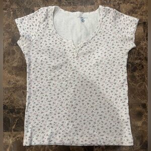 Brandy Melville White and Pink Short Sleeve Tees